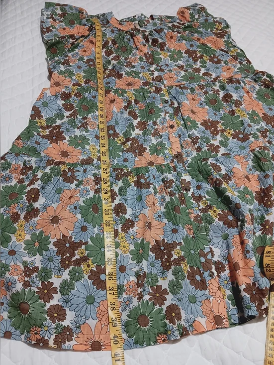 Floral Tiered Sundress in Peach, Sage & Sky Blue - Picture 7 of 9